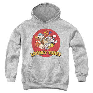 AN OFFCIALLY LICENSED LOONEY TUNES GROUP YOUTH HOODIE ATHLETIC HEATHER