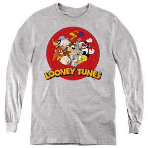 AN OFFCIALLY LICENSED LOONEY TUNES GROUP YOUTH LONG SLEEVE T-SHIRT ATHLETIC HEATHER