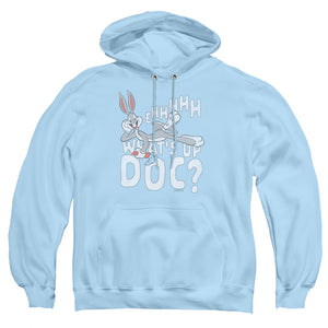 AN OFFCIALLY LICENSED LOONEY TUNES WHATS UP ADULT UNISEX PULLOVER HOODIE LIGHT BLUE