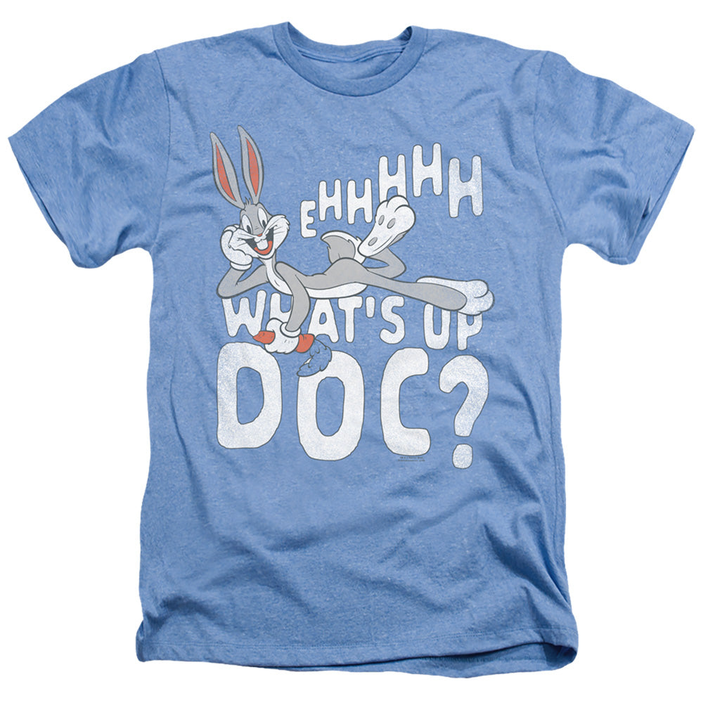 AN OFFCIALLY LICENSED LOONEY TUNES WHATS UP MEN'S HEATHER T-SHIRT LIGHT BLUE