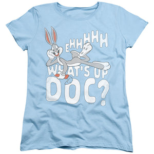 AN OFFCIALLY LICENSED LOONEY TUNES WHATS UP WOMEN'S REGULAR FIT T-SHIRT LIGHT BLUE