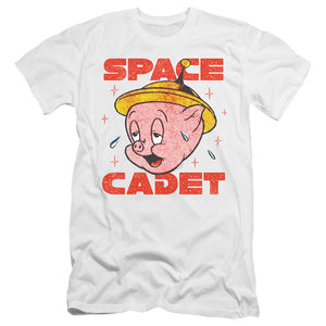 AN OFFCIALLY LICENSED LOONEY TUNES SPACE GHOST MEN'S PREMIUM SLIM FIT T-SHIRT WHITE