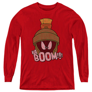AN OFFCIALLY LICENSED LOONEY TUNES KABOOM YOUTH LONG SLEEVE T-SHIRT RED