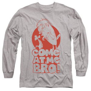 AN OFFCIALLY LICENSED LOONEY TUNES COME AT ME MEN'S LONG SLEEVE T-SHIRT ATHLETIC HEATHER