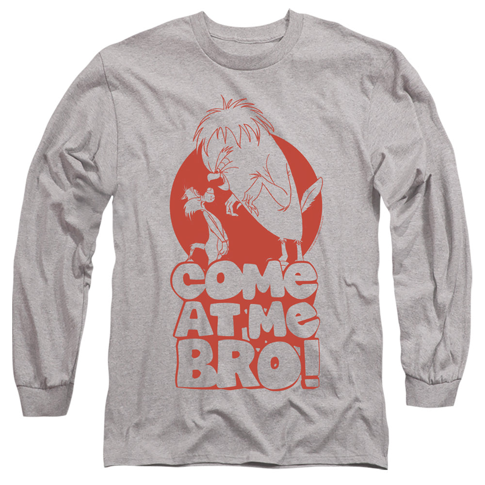 AN OFFCIALLY LICENSED LOONEY TUNES COME AT ME MEN'S LONG SLEEVE T-SHIRT ATHLETIC HEATHER