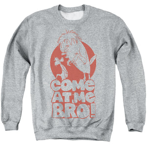AN OFFCIALLY LICENSED LOONEY TUNES COME AT ME ADULT UNISEX CREWNECK SWEATSHIRT ATHLETIC HEATHER