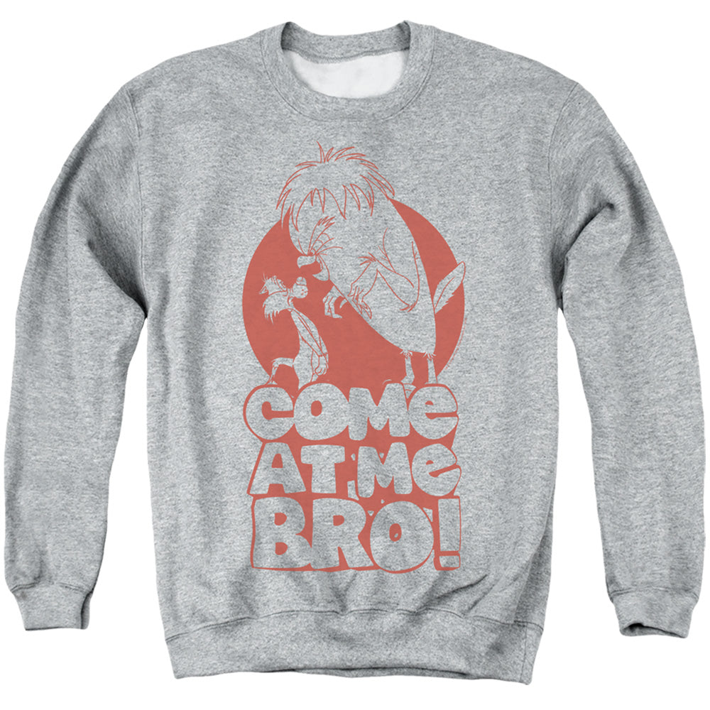 AN OFFCIALLY LICENSED LOONEY TUNES COME AT ME ADULT UNISEX CREWNECK SWEATSHIRT ATHLETIC HEATHER