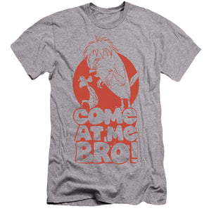 AN OFFCIALLY LICENSED LOONEY TUNES COME AT ME MEN'S PREMIUM SLIM FIT T-SHIRT ATHLETIC HEATHER