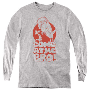 AN OFFCIALLY LICENSED LOONEY TUNES COME AT ME YOUTH LONG SLEEVE T-SHIRT ATHLETIC HEATHER