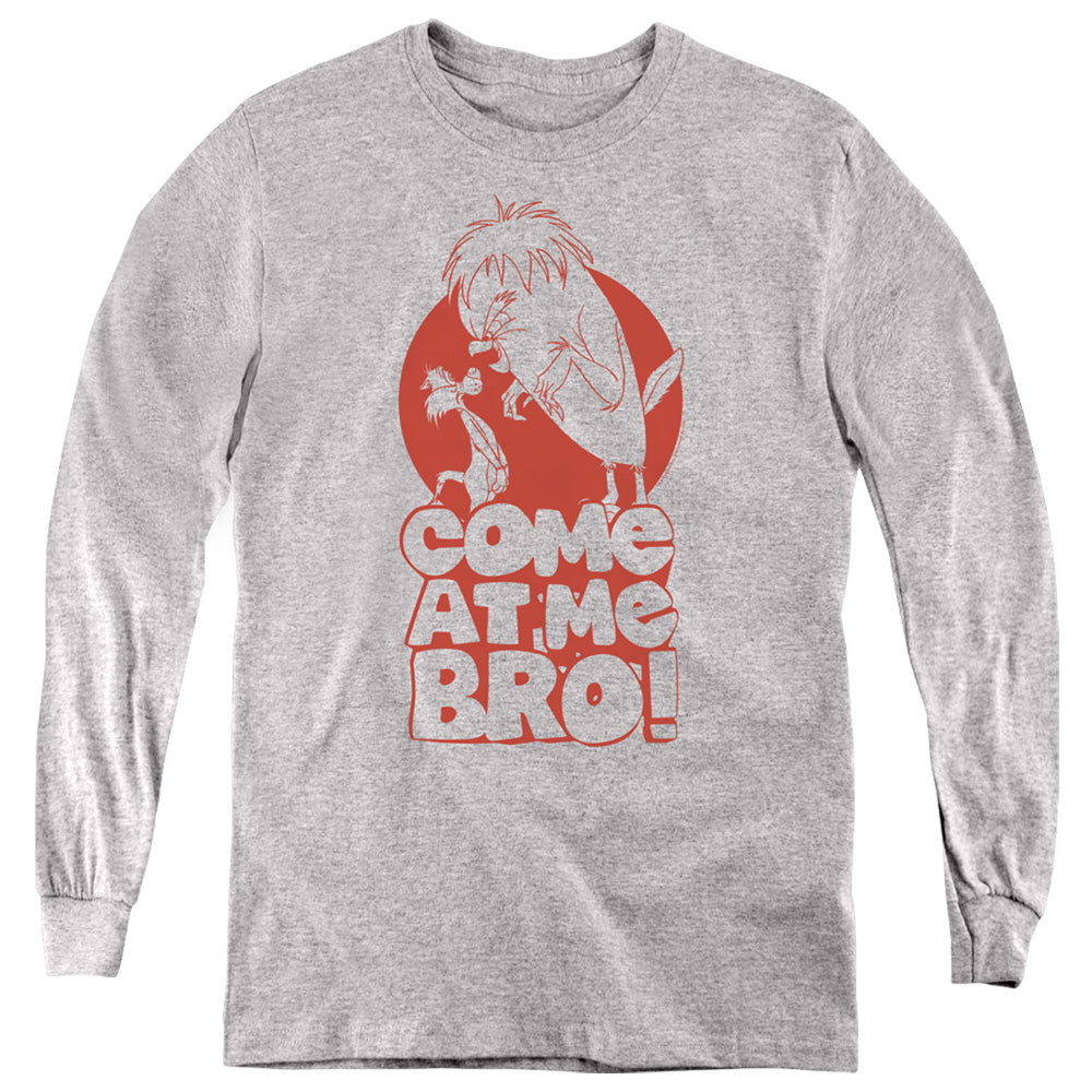 AN OFFCIALLY LICENSED LOONEY TUNES COME AT ME YOUTH LONG SLEEVE T-SHIRT ATHLETIC HEATHER