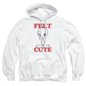 AN OFFCIALLY LICENSED LOONEY TUNES FELT CUTE ADULT UNISEX PULLOVER HOODIE WHITE