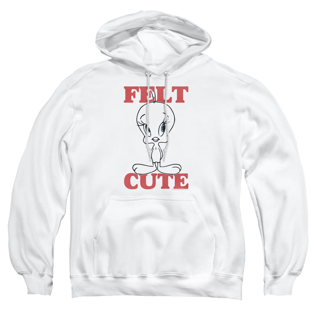 AN OFFCIALLY LICENSED LOONEY TUNES FELT CUTE ADULT UNISEX PULLOVER HOODIE WHITE