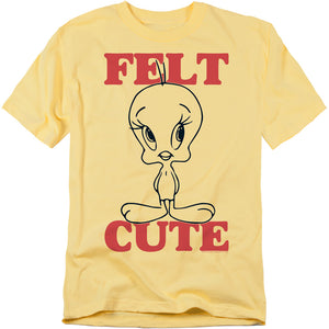 AN OFFCIALLY LICENSED LOONEY TUNES FELT CUTE MEN'S REGULAR FIT T-SHIRT WHITE