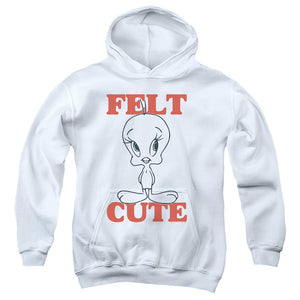 AN OFFCIALLY LICENSED LOONEY TUNES FELT CUTE YOUTH HOODIE WHITE