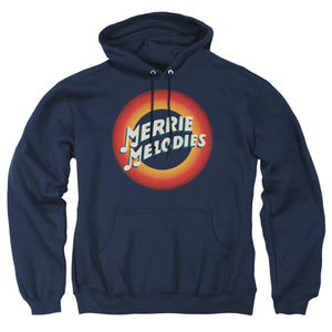 AN OFFCIALLY LICENSED LOONEY TUNES MERRIE LOGO ADULT UNISEX PULLOVER HOODIE NAVY