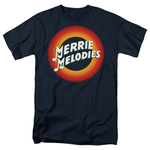 AN OFFCIALLY LICENSED LOONEY TUNES MERRIE LOGO MEN'S REGULAR FIT T-SHIRT NAVY
