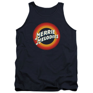 AN OFFCIALLY LICENSED LOONEY TUNES MERRIE LOGO ADULT UNISEX TANK TOP NAVY