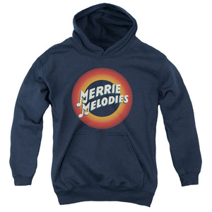 AN OFFCIALLY LICENSED LOONEY TUNES MERRIE LOGO YOUTH HOODIE NAVY