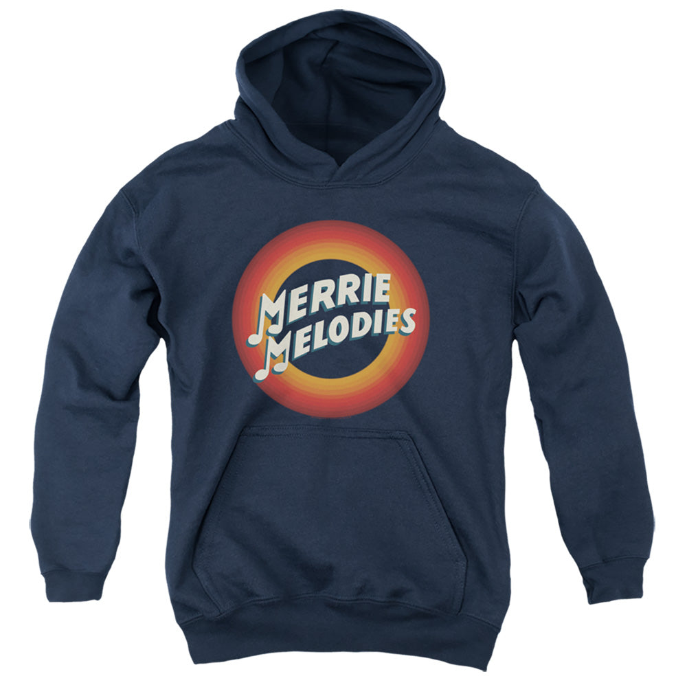 AN OFFCIALLY LICENSED LOONEY TUNES MERRIE LOGO YOUTH HOODIE NAVY
