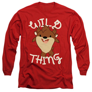 AN OFFCIALLY LICENSED LOONEY TUNES WILD THING KID MEN'S LONG SLEEVE T-SHIRT RED