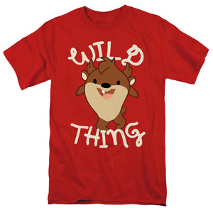 AN OFFCIALLY LICENSED LOONEY TUNES WILD THING KID MEN'S REGULAR FIT T-SHIRT RED