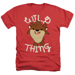 AN OFFCIALLY LICENSED LOONEY TUNES WILD THING KID MEN'S HEATHER T-SHIRT RED