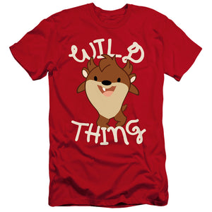 AN OFFCIALLY LICENSED LOONEY TUNES WILD THING KID MEN'S PREMIUM SLIM FIT T-SHIRT RED
