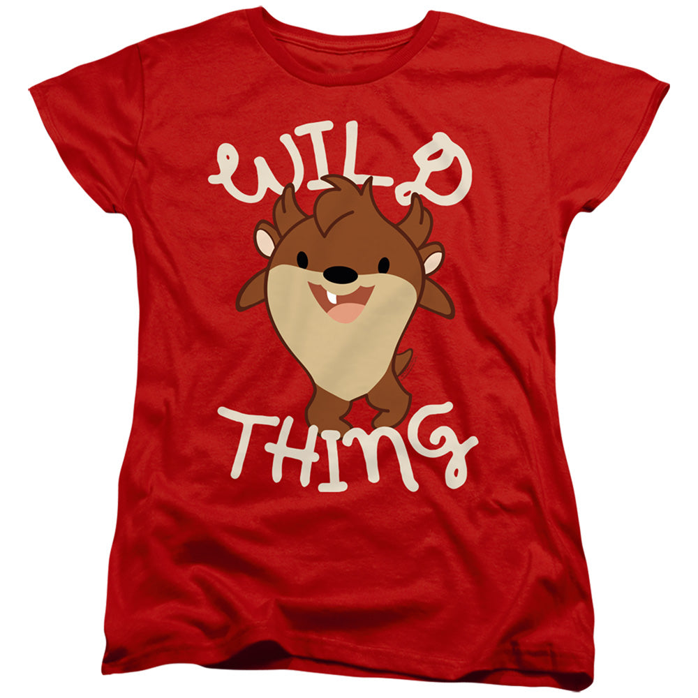 AN OFFCIALLY LICENSED LOONEY TUNES WILD THING KID WOMEN'S REGULAR FIT T-SHIRT RED