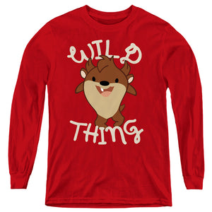 AN OFFCIALLY LICENSED LOONEY TUNES WILD THING KID YOUTH LONG SLEEVE T-SHIRT RED