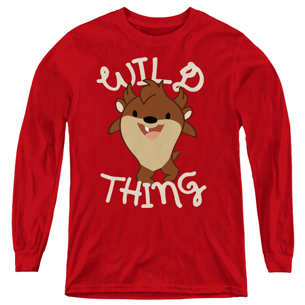 AN OFFCIALLY LICENSED LOONEY TUNES WILD THING KID YOUTH LONG SLEEVE T-SHIRT RED