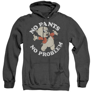 AN OFFCIALLY LICENSED LOONEY TUNES NO PANTS ADULT UNISEX HEATHER PULLOVER HOODIE BLACK