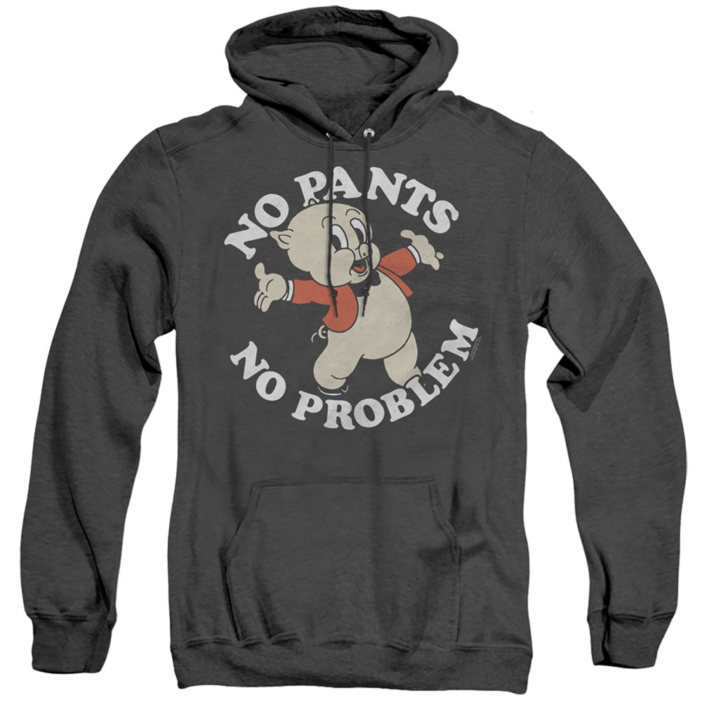 AN OFFCIALLY LICENSED LOONEY TUNES NO PANTS ADULT UNISEX HEATHER PULLOVER HOODIE BLACK