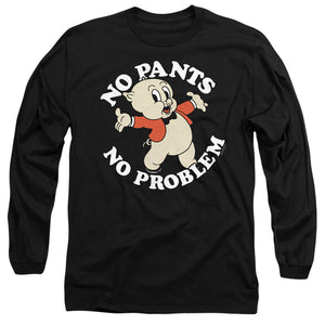 AN OFFCIALLY LICENSED LOONEY TUNES NO PANTS MEN'S LONG SLEEVE T-SHIRT BLACK