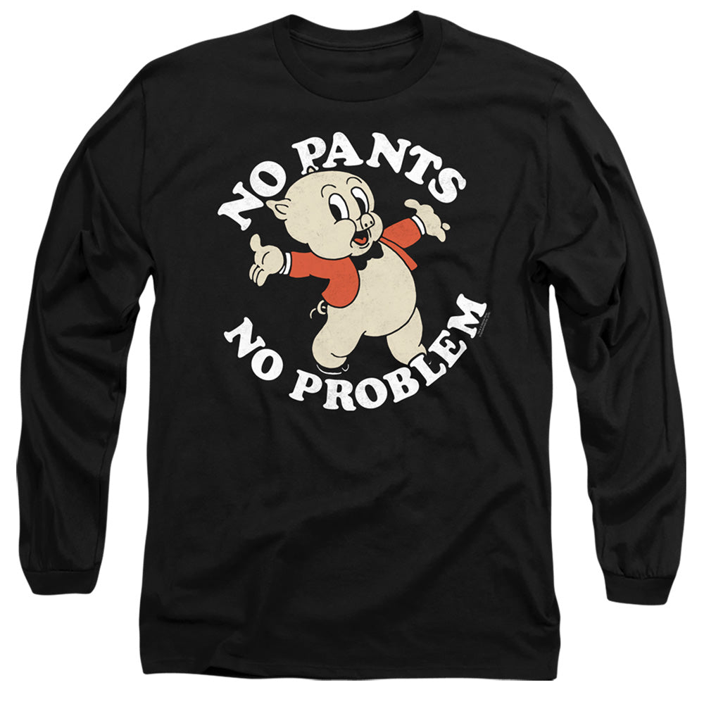 AN OFFCIALLY LICENSED LOONEY TUNES NO PANTS MEN'S LONG SLEEVE T-SHIRT BLACK