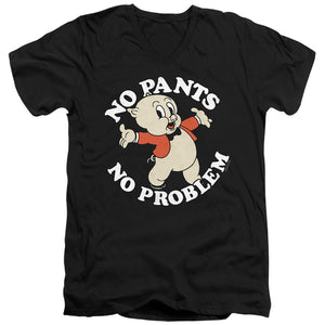 AN OFFCIALLY LICENSED LOONEY TUNES NO PANTS MEN'S V-NECK T-SHIRT BLACK