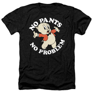 AN OFFCIALLY LICENSED LOONEY TUNES NO PANTS MEN'S HEATHER T-SHIRT CHARCOAL