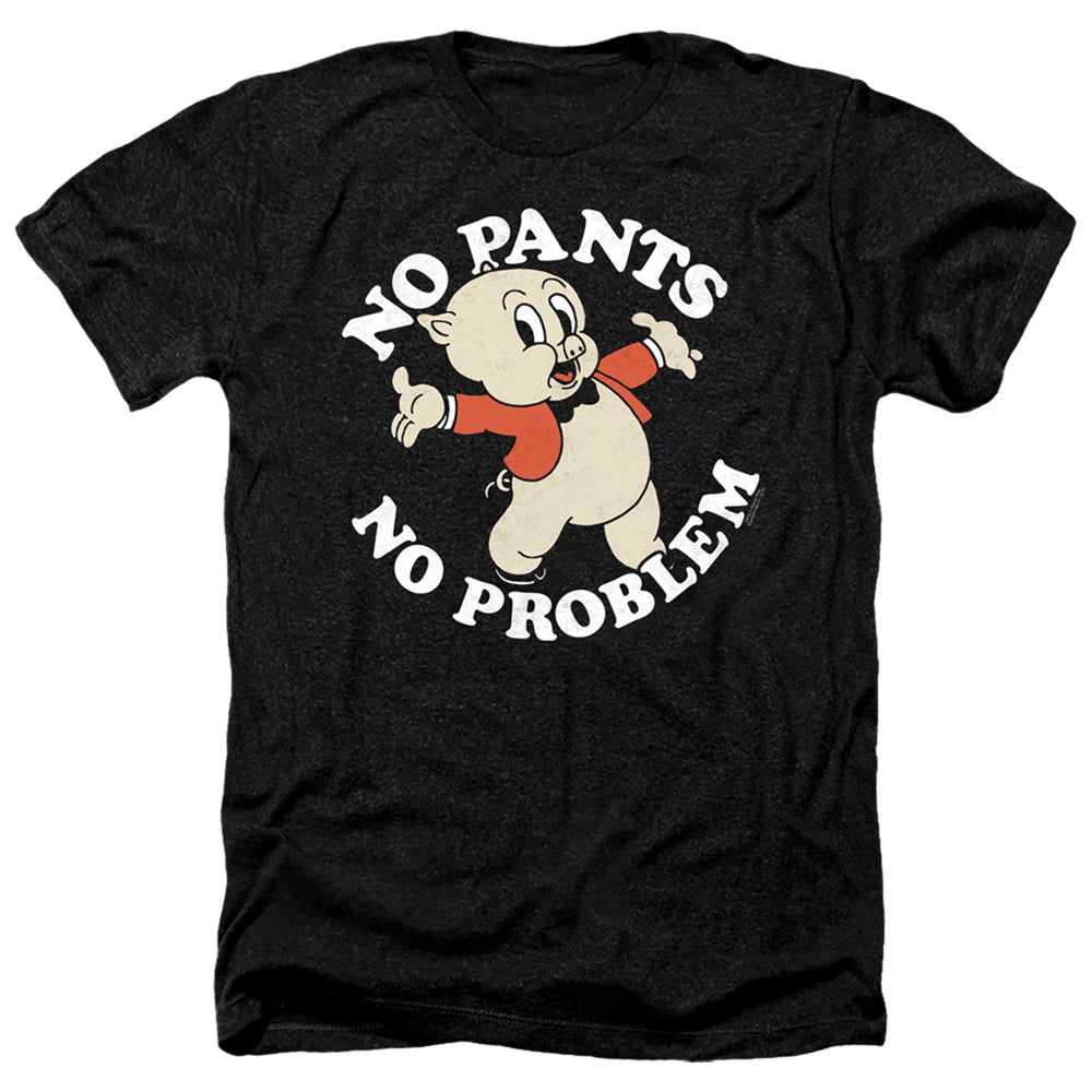 AN OFFCIALLY LICENSED LOONEY TUNES NO PANTS MEN'S HEATHER T-SHIRT CHARCOAL