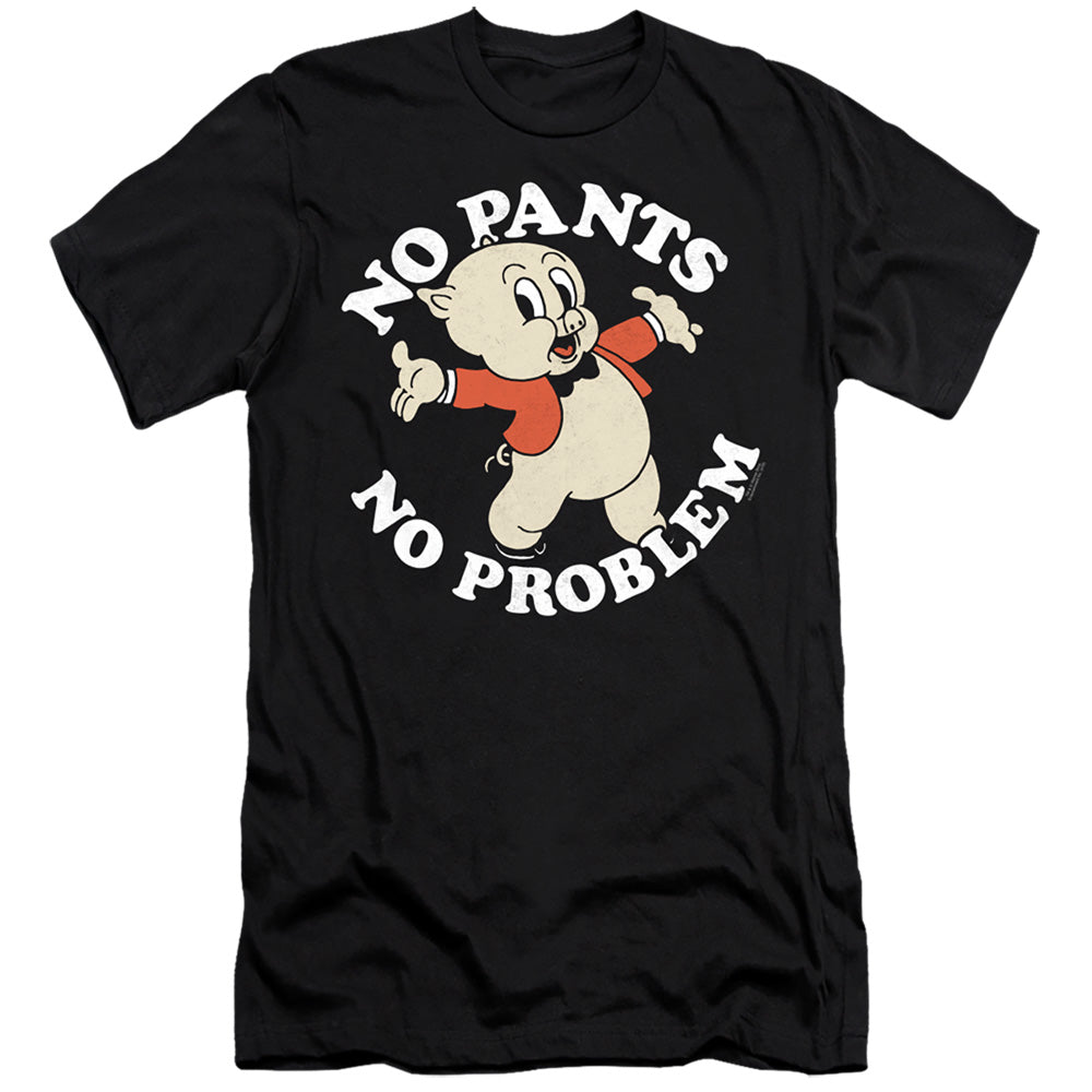 AN OFFCIALLY LICENSED LOONEY TUNES NO PANTS MEN'S PREMIUM SLIM FIT T-SHIRT BLACK