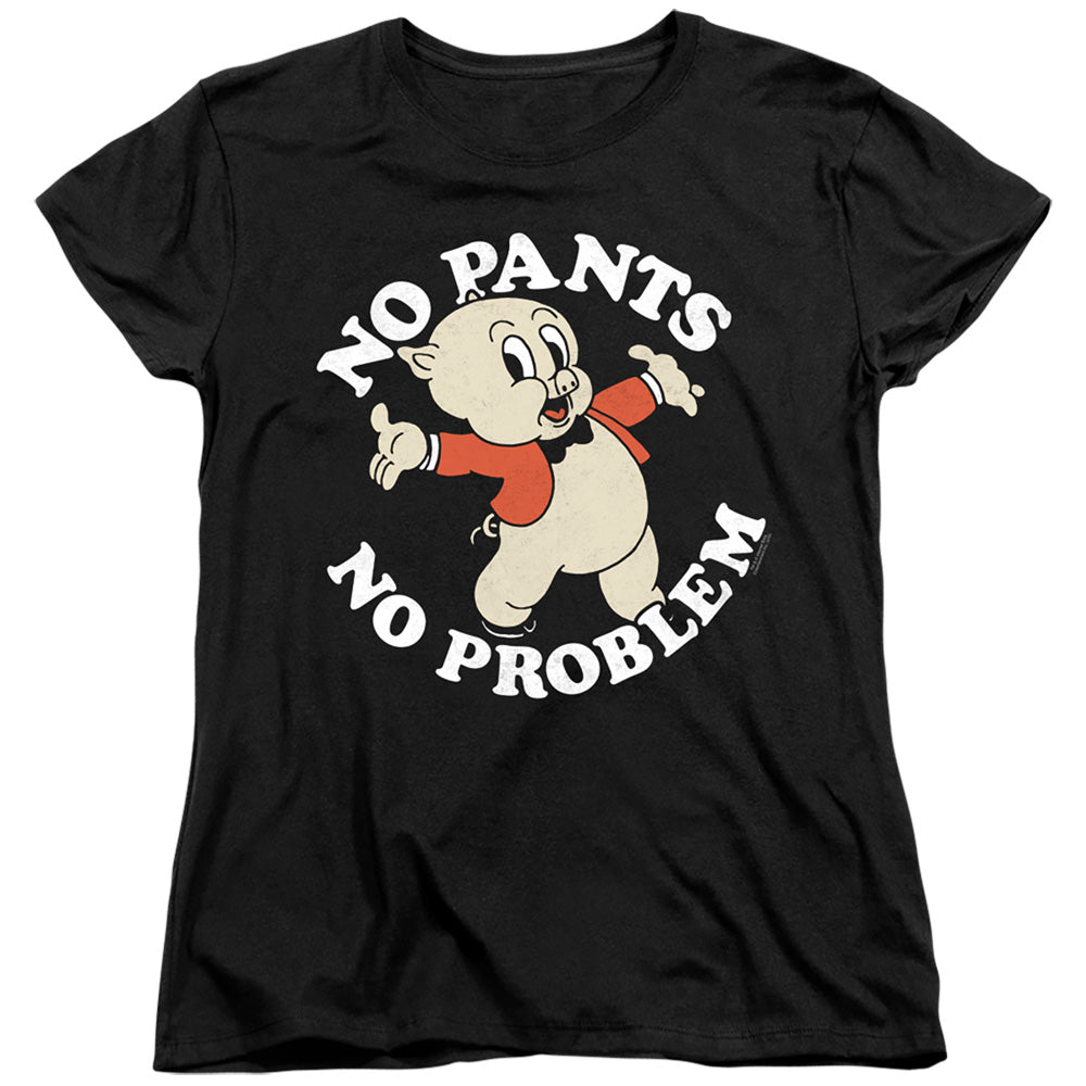AN OFFCIALLY LICENSED LOONEY TUNES NO PANTS WOMEN'S REGULAR FIT T-SHIRT BLACK