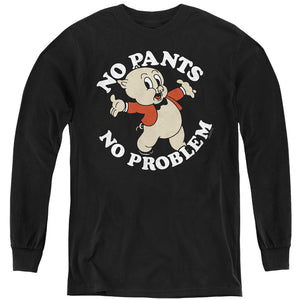 AN OFFCIALLY LICENSED LOONEY TUNES NO PANTS YOUTH LONG SLEEVE T-SHIRT BLACK