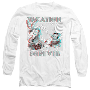 AN OFFCIALLY LICENSED LOONEY TUNES VACATION FOREVER MEN'S LONG SLEEVE T-SHIRT WHITE