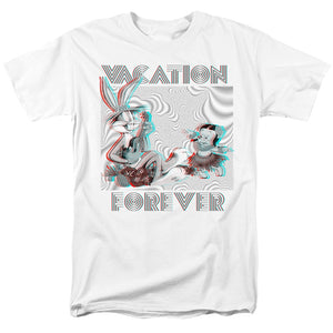 AN OFFCIALLY LICENSED LOONEY TUNES VACATION FOREVER MEN'S REGULAR FIT T-SHIRT WHITE