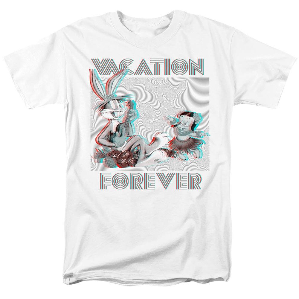AN OFFCIALLY LICENSED LOONEY TUNES VACATION FOREVER MEN'S REGULAR FIT T-SHIRT WHITE