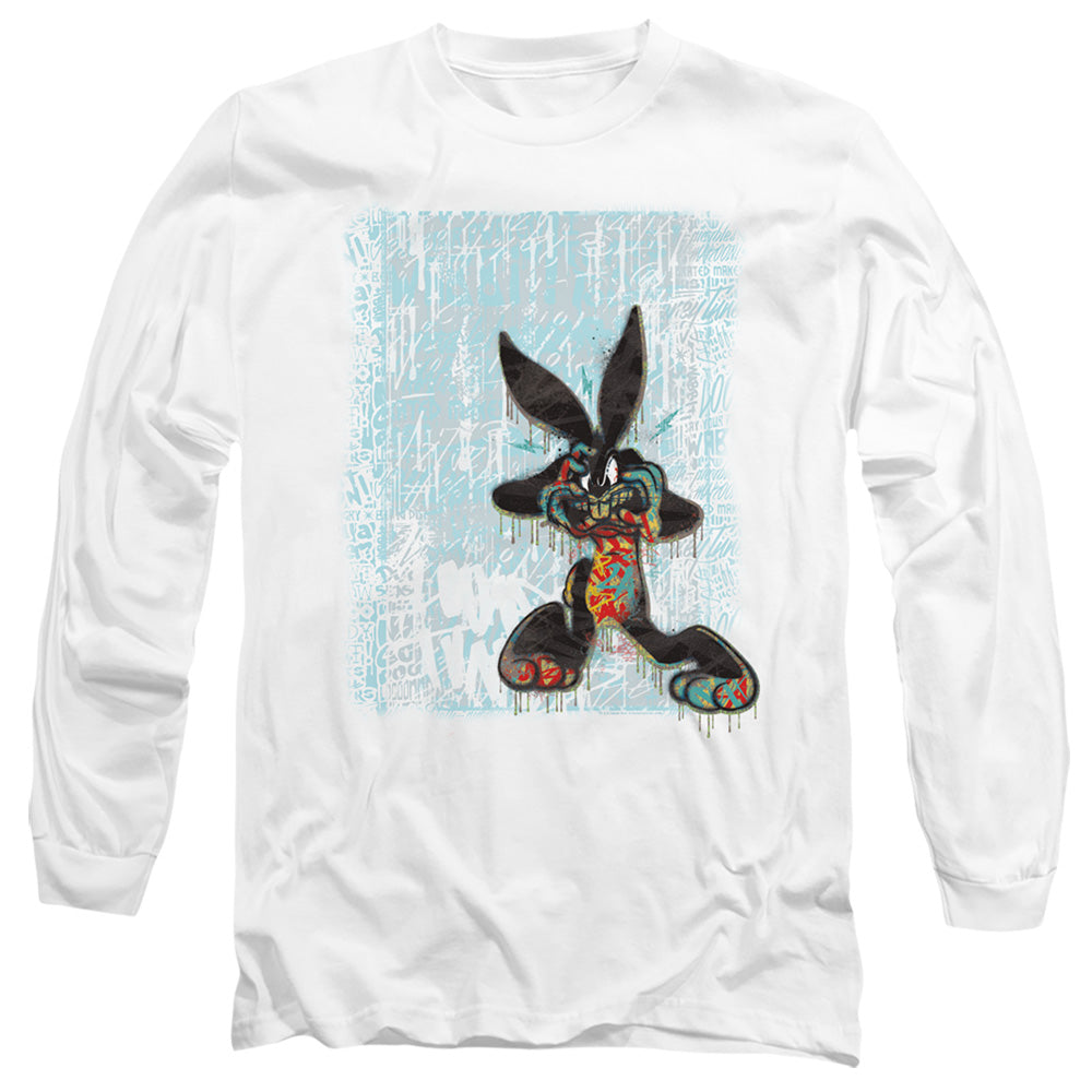 AN OFFCIALLY LICENSED LOONEY TUNES GRAFFITI RABBIT MEN'S LONG SLEEVE T-SHIRT WHITE