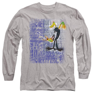 AN OFFCIALLY LICENSED LOONEY TUNES GRAFFITI DUCK MEN'S LONG SLEEVE T-SHIRT ATHLETIC HEATHER