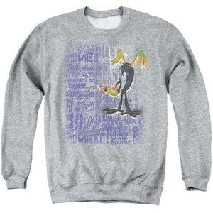 AN OFFCIALLY LICENSED LOONEY TUNES GRAFFITI DUCK ADULT UNISEX CREWNECK SWEATSHIRT ATHLETIC HEATHER
