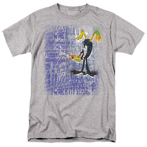 AN OFFCIALLY LICENSED LOONEY TUNES GRAFFITI DUCK MEN'S REGULAR FIT T-SHIRT ATHLETIC HEATHER