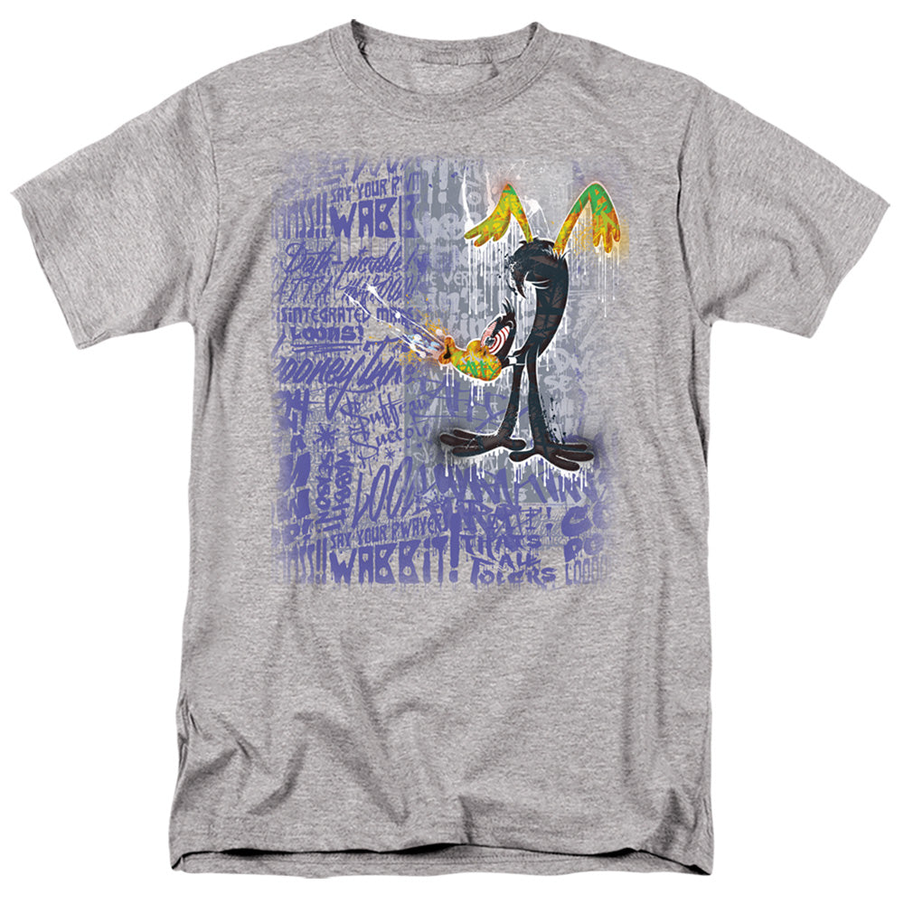 AN OFFCIALLY LICENSED LOONEY TUNES GRAFFITI DUCK MEN'S REGULAR FIT T-SHIRT ATHLETIC HEATHER