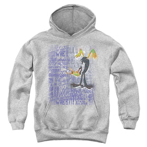 AN OFFCIALLY LICENSED LOONEY TUNES GRAFFITI DUCK YOUTH HOODIE ATHLETIC HEATHER