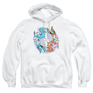 AN OFFCIALLY LICENSED LOONEY TUNES WACKY WABBIT ADULT UNISEX PULLOVER HOODIE WHITE